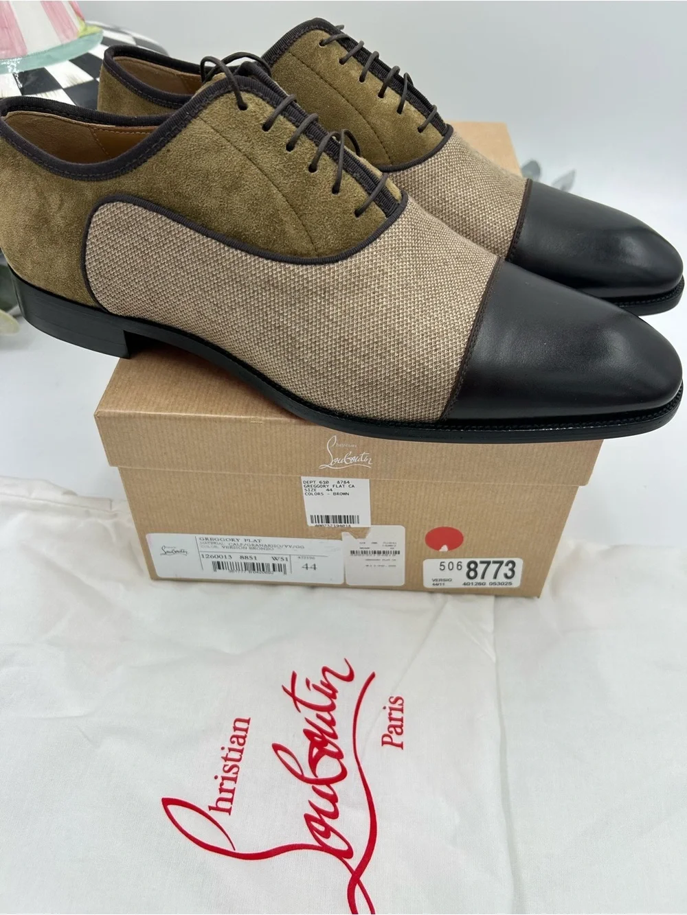 Men's Christian Louboutin Gregory velvet twill and Leather Oxford's size 44
